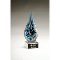 Multi-Colored Teardrop Art Glass on Clear Glass Base with Black 10" Laserable Aluminum Plate