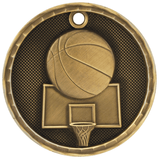 Antique Gold 2" 3D Basketball Medal