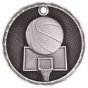 Antique Silver 2" 3D Basketball Medal
