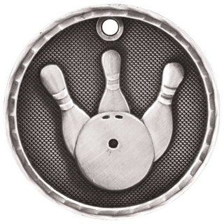 Antique Silver 2" 3D Bowling Medal