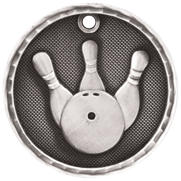 Antique Silver 2" 3D Bowling Medal