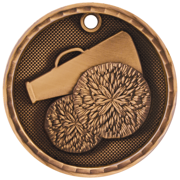 Antique Bronze 2" 3D Cheer Medal