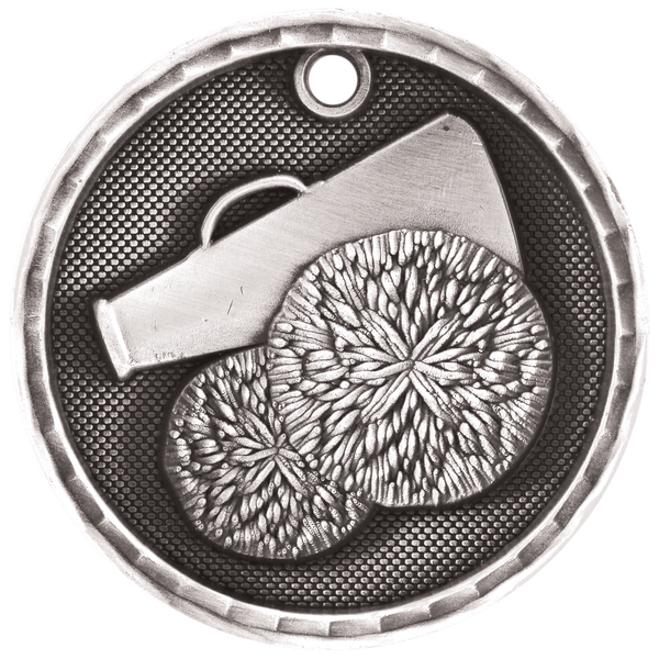 Antique Silver 2" 3D Cheer Medal
