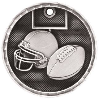 Antique Silver 2" 3D Football Medal
