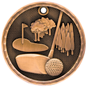 Antique Bronze 2" 3D Golf Medal