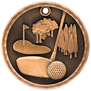 Antique Bronze 2" 3D Golf Medal