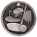 Antique Silver 2" 3D Golf Medal