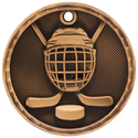 Antique Bronze 2" 3D Hockey Medal