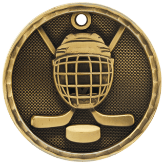 Antique Gold 2" 3D Hockey Medal