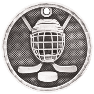 Antique Silver 2" 3D Hockey Medal