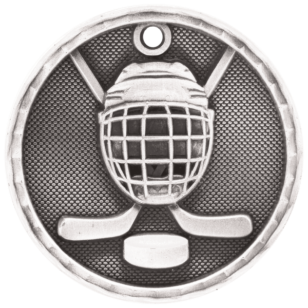 Antique Silver 2" 3D Hockey Medal