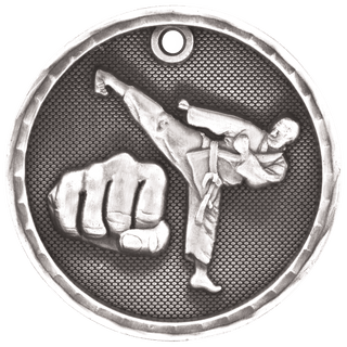 Antique Silver 2" 3D Martial Arts Medal