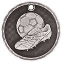 Antique Silver 2" 3D Soccer Medal