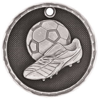Antique Silver 2" 3D Soccer Medal