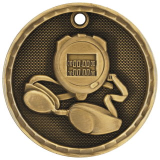 Antique Gold 2" 3D Swimming Medal