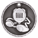 Antique Silver 2" 3D Swimming Medal