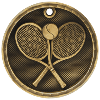Antique Gold 2" 3D Tennis Medal