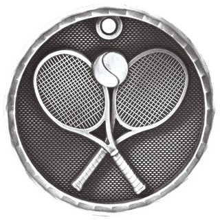 Antique Silver 2" 3D Tennis Medal