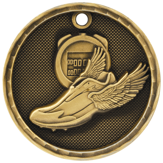 Antique Gold 2" 3D Track Medal