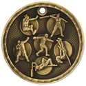 Antique Gold 2" 3D Track and Field Medal