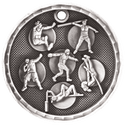 Antique Silver 2" 3D Track and Field Medal
