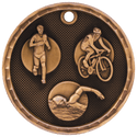 Antique Bronze 2" 3D Triathlon Medal
