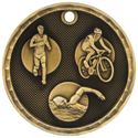 Antique Gold 2" 3D Triathlon Medal