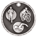 Antique Silver 2" 3D Triathlon Medal