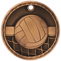 Antique Bronze 2" 3D Volleyball Medal