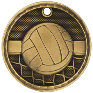 Antique Gold 2" 3D Volleyball Medal