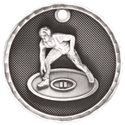 Antique Silver 2" 3D Wrestling Medal