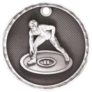Antique Silver 2" 3D Wrestling Medal