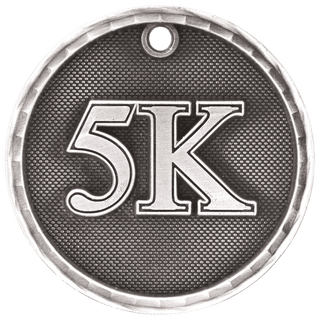 Antique Silver 2" 3D 5K Medal