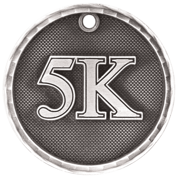 Antique Silver 2" 3D 5K Medal