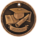 Antique Bronze 2" 3D Graduate Medal