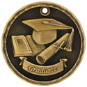 Antique Gold 2" 3D Graduate Medal