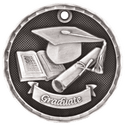 Antique Silver 2" 3D Graduate Medal