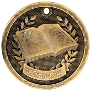 Antique Gold 2" 3D Honor Roll Medal