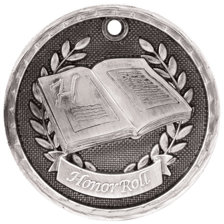 Antique Silver 2" 3D Honor Roll Medal