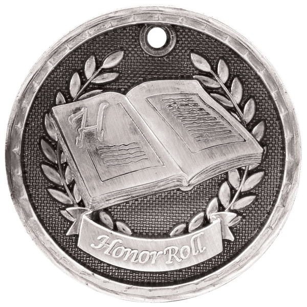 Antique Silver 2" 3D Honor Roll Medal