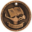 Antique Bronze 2" 3D Lamp of Knowledge Medal