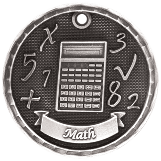 Antique Silver 2" 3D Math Medal