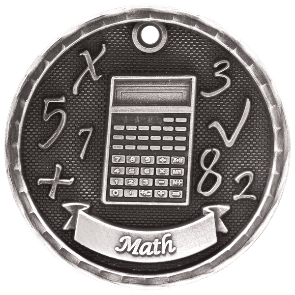 Antique Silver 2" 3D Math Medal