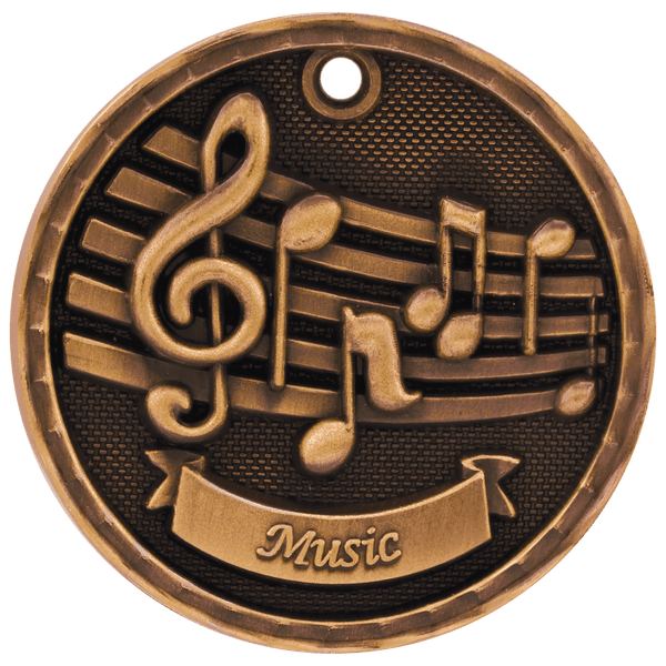 Antique Bronze 2" 3D Music Medal