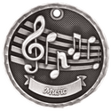 Antique Silver 2" 3D Music Medal