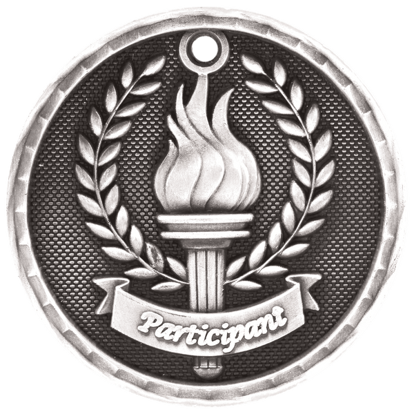 Antique Silver 2" 3D Participant Medal