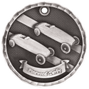 Antique Silver 2" 3D Pinewood Derby Medal