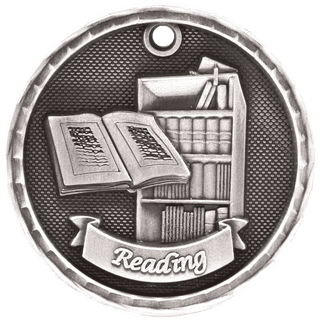 Antique Silver 2" 3D Reading Medal