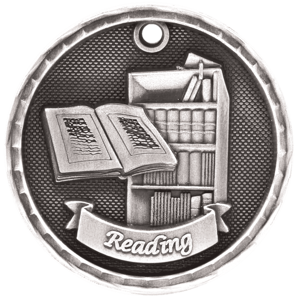Antique Silver 2" 3D Reading Medal