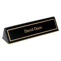 Black Piano Finish Desk Wedge with Black 9 1/2" x 2 1/2" x 2" Plate